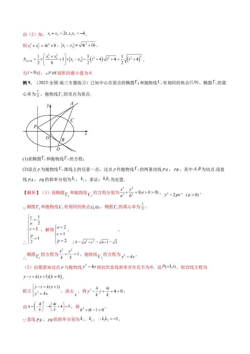 重难点突破14阿基米德三角形（七大题型）（解析版）_2.2025数学总复习_2024年新高考资料_1.2024一轮复习_2024年高考数学一轮复习讲练测（新教材新高考）_第八章平面解析几何