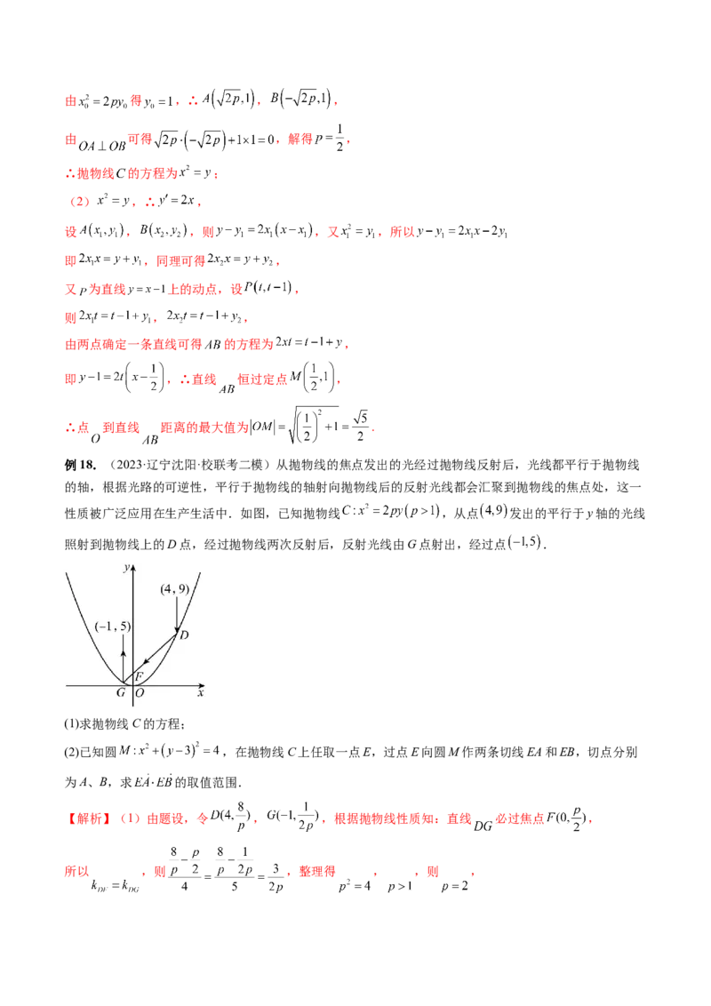 重难点突破14阿基米德三角形（七大题型）（解析版）_2.2025数学总复习_2024年新高考资料_1.2024一轮复习_2024年高考数学一轮复习讲练测（新教材新高考）_第八章平面解析几何