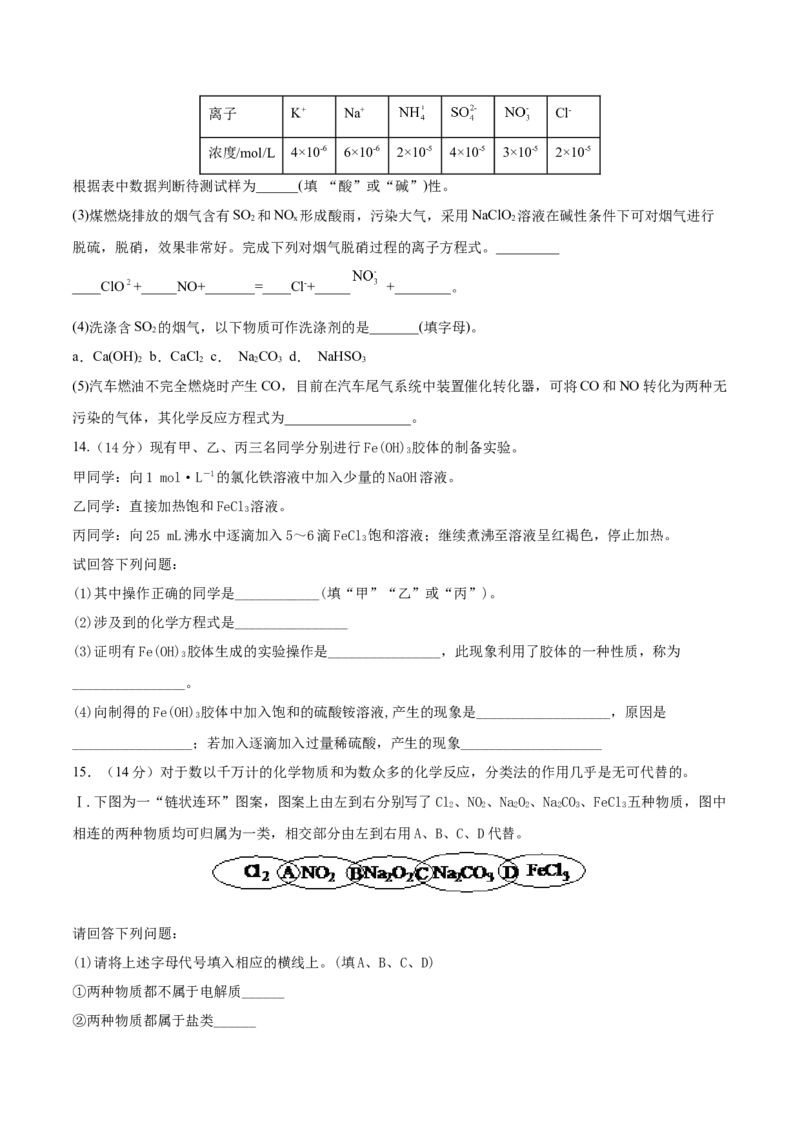 第03讲物质的组成、性质和分类（练）-2023年高考化学一轮复习讲练测（全国通用）（原卷版）_05高考化学_通用版（老高考）复习资料_2023年复习资料_一轮复习