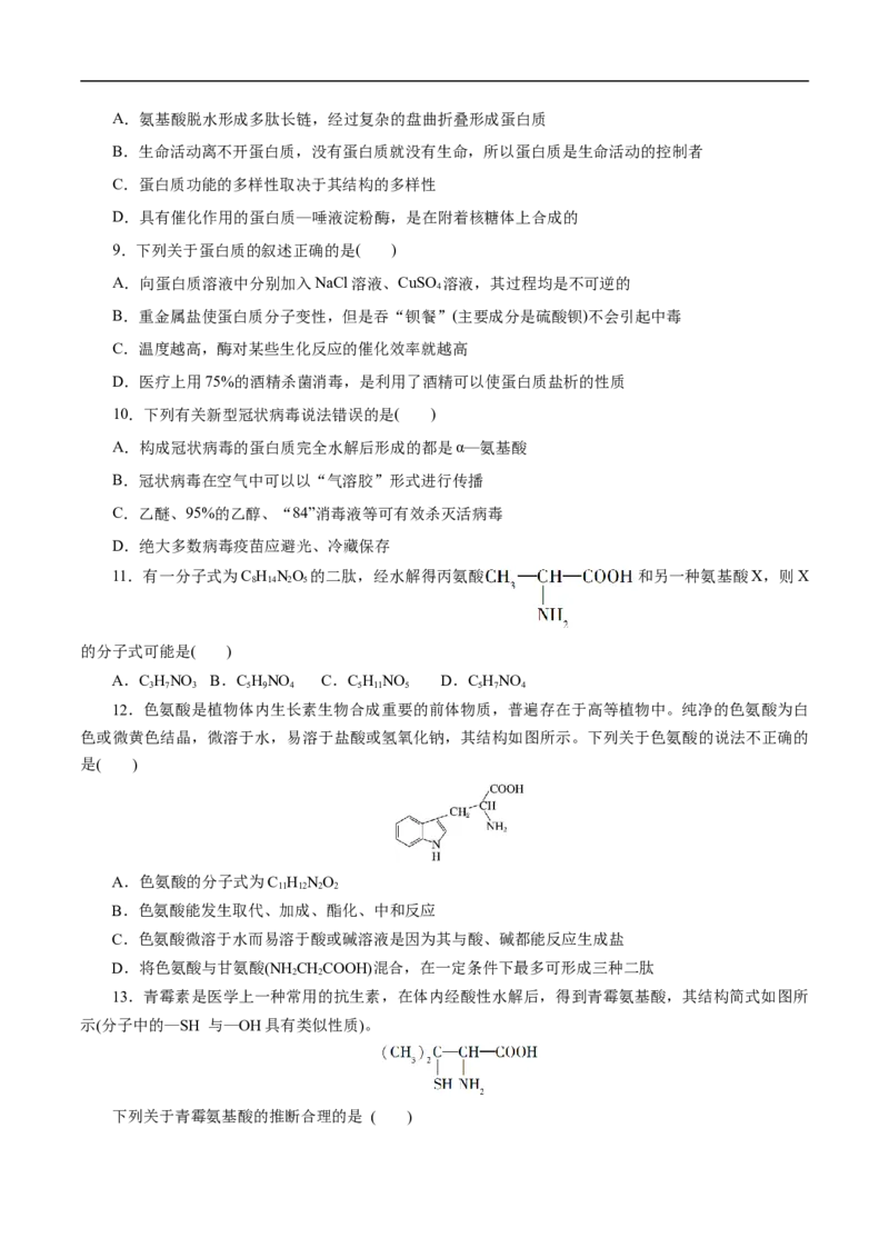 考点41蛋白质（原卷版）_05高考化学_通用版（老高考）复习资料_2023年复习资料_一轮复习_备战2023年高考化学一轮复习考点帮（全国通用）