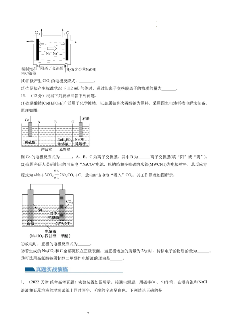 第23讲电解池金属的腐蚀与防护（练习）（原卷版）_05高考化学_新高考复习资料_2024年新高考资料_一轮复习资料_完2024年高考化学一轮复习讲练测(课件+讲义+练习)（新高考）
