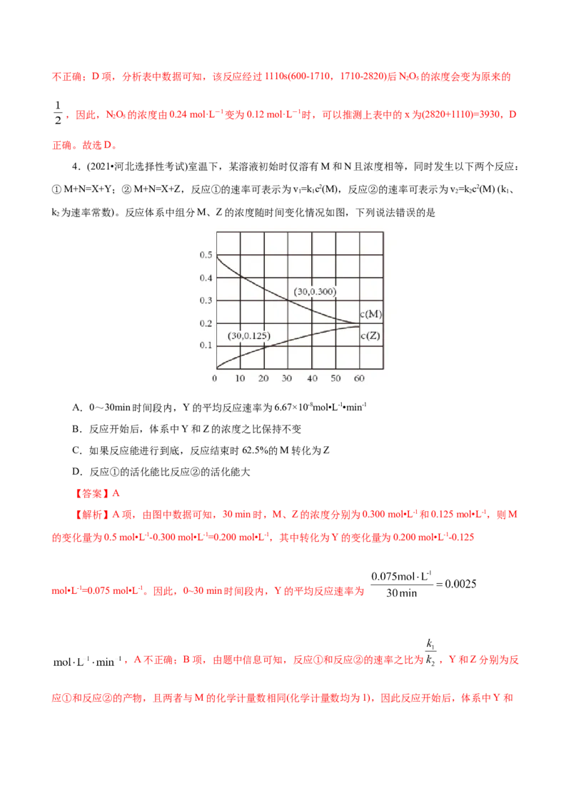 第26练化学反应速率-2023年高考化学一轮复习小题多维练（解析版）_05高考化学_新高考复习资料_2023年新高考资料_一轮复习_2023年新高考化学一轮复习小题多维练