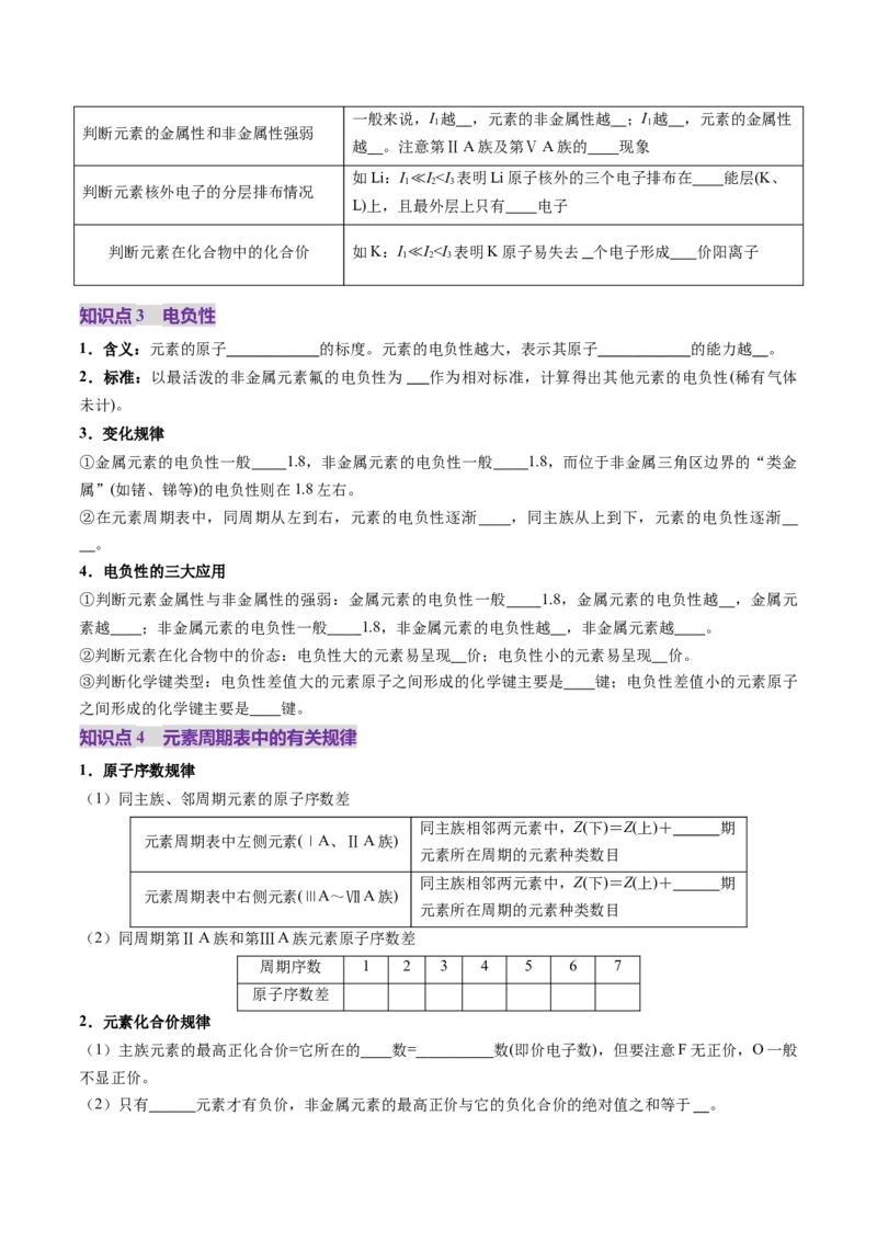第01讲元素周期表、元素周期律（讲义）（原卷版）_05高考化学_2025年新高考资料_一轮复习_2025年高考化学一轮复习讲练测（新教材新高考）_第五章物质结构与性质元素周期律