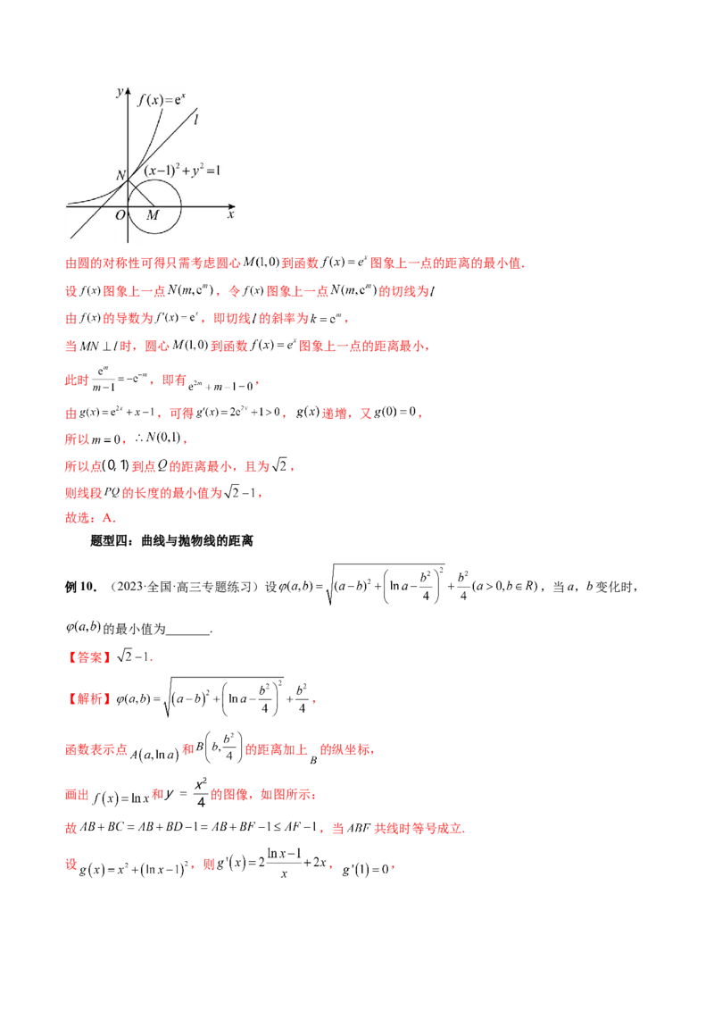 重难点突破12导数中的&ldquo;距离&rdquo;问题（七大题型）（解析版）_2.2025数学总复习_2024年新高考资料_1.2024一轮复习_2024年高考数学一轮复习讲练测（新教材新高考）