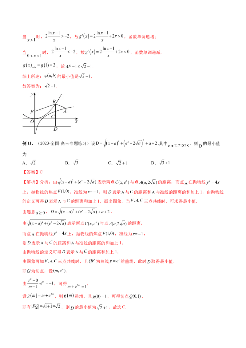重难点突破12导数中的&ldquo;距离&rdquo;问题（七大题型）（解析版）_2.2025数学总复习_2024年新高考资料_1.2024一轮复习_2024年高考数学一轮复习讲练测（新教材新高考）