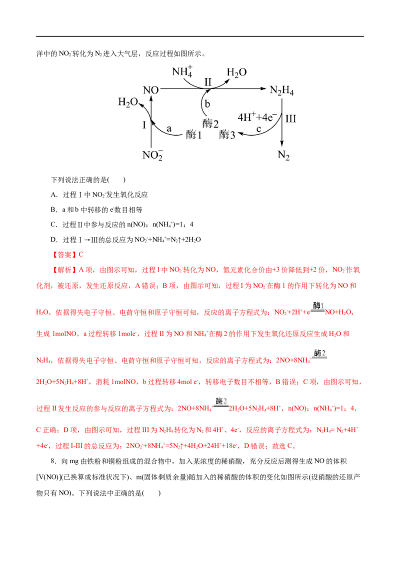 第13练氮及其化合物-2023年高考化学一轮复习小题多维练（解析版）_05高考化学_通用版（老高考）复习资料_2023年复习资料_一轮复习_2023年高考化学一轮复习小题多维练（全国通用）