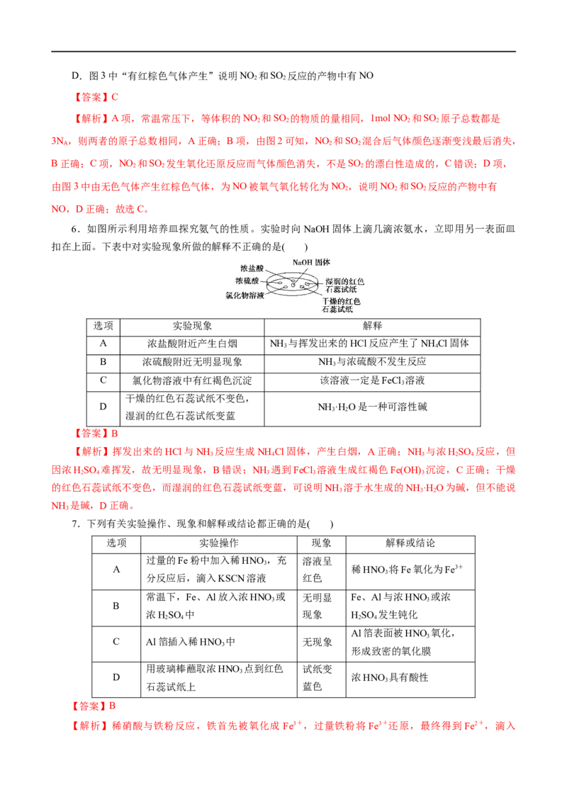 第13练氮及其化合物-2023年高考化学一轮复习小题多维练（解析版）_05高考化学_通用版（老高考）复习资料_2023年复习资料_一轮复习_2023年高考化学一轮复习小题多维练（全国通用）