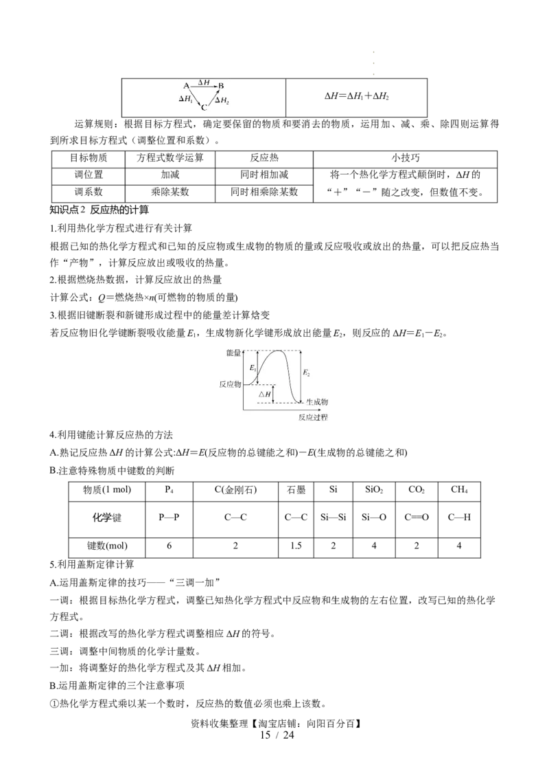 第21讲化学反应的热效应（讲义）（解析版）_05高考化学_新高考复习资料_2024年新高考资料_一轮复习资料_完2024年高考化学一轮复习讲练测(课件+讲义+练习)（新高考）_讲义+练习