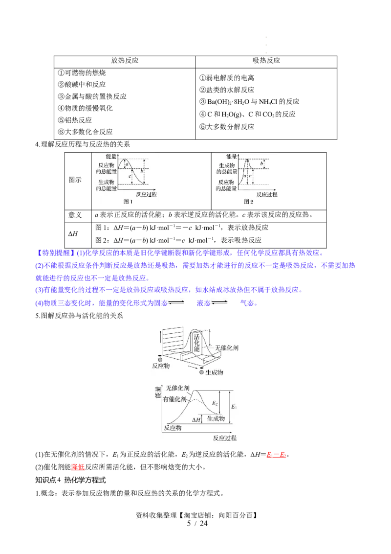 第21讲化学反应的热效应（讲义）（解析版）_05高考化学_新高考复习资料_2024年新高考资料_一轮复习资料_完2024年高考化学一轮复习讲练测(课件+讲义+练习)（新高考）_讲义+练习