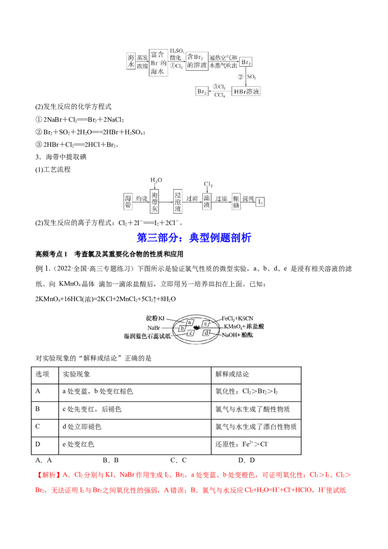 第12讲富集在海水中的元素&mdash;&mdash;卤素（讲）-2023年高考化学一轮复习讲练测（全国通用）（解析版）_05高考化学_通用版（老高考）复习资料_2023年复习资料_一轮复习