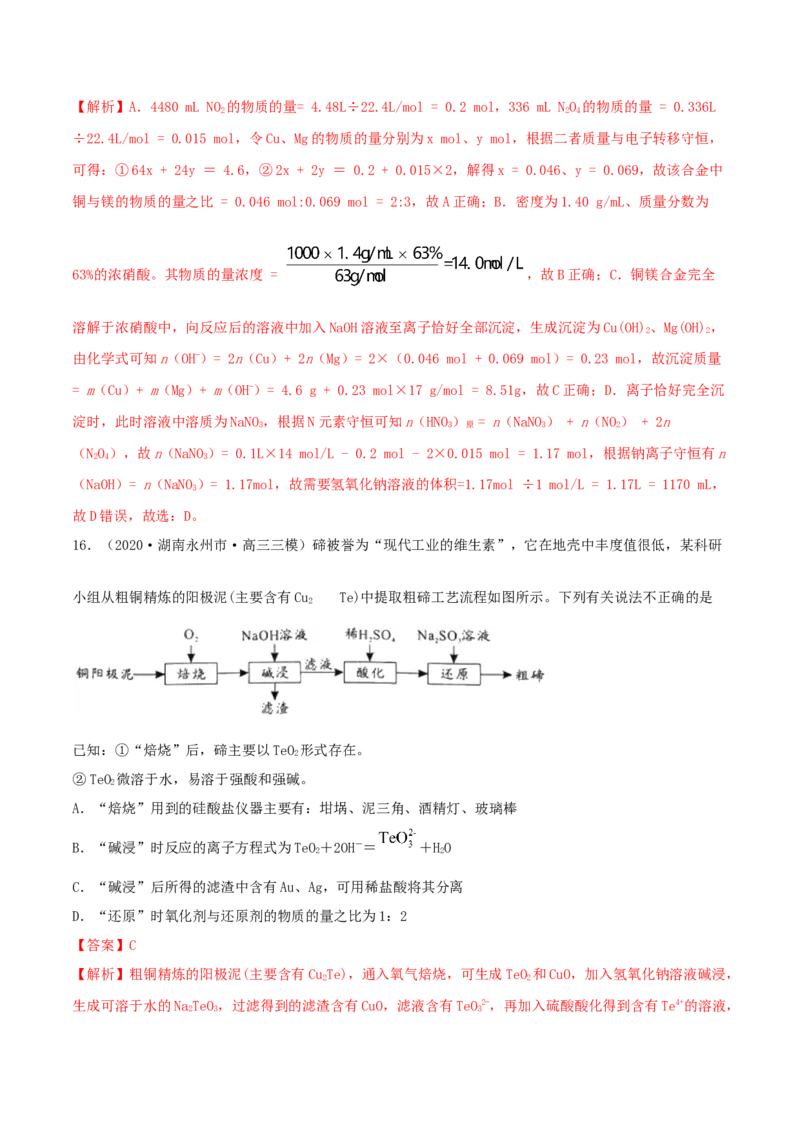 第二章能力提升检测卷-2022年一轮复习讲练测（解析版）_05高考化学_新高考复习资料_2022年新高考资料_2022年高考化学一轮复习讲练测_第二章能力提升检测卷-2022年高考化学一轮复习讲练测