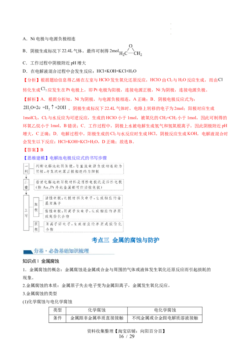 第23讲电解池金属的腐蚀与防护（讲义）（解析版）_05高考化学_新高考复习资料_2024年新高考资料_一轮复习资料_完2024年高考化学一轮复习讲练测(课件+讲义+练习)（新高考）