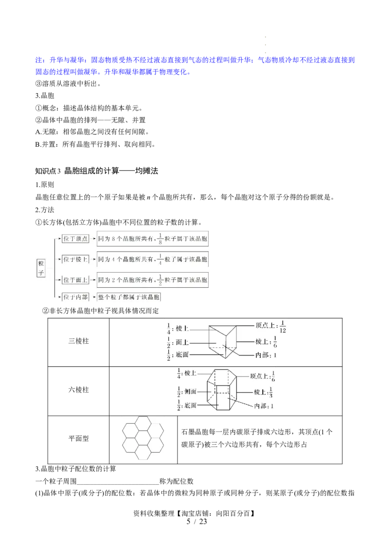 第20讲晶体结构与性质（讲义）（原卷版）_05高考化学_新高考复习资料_2024年新高考资料_一轮复习资料_完2024年高考化学一轮复习讲练测(课件+讲义+练习)（新高考）_讲义+练习