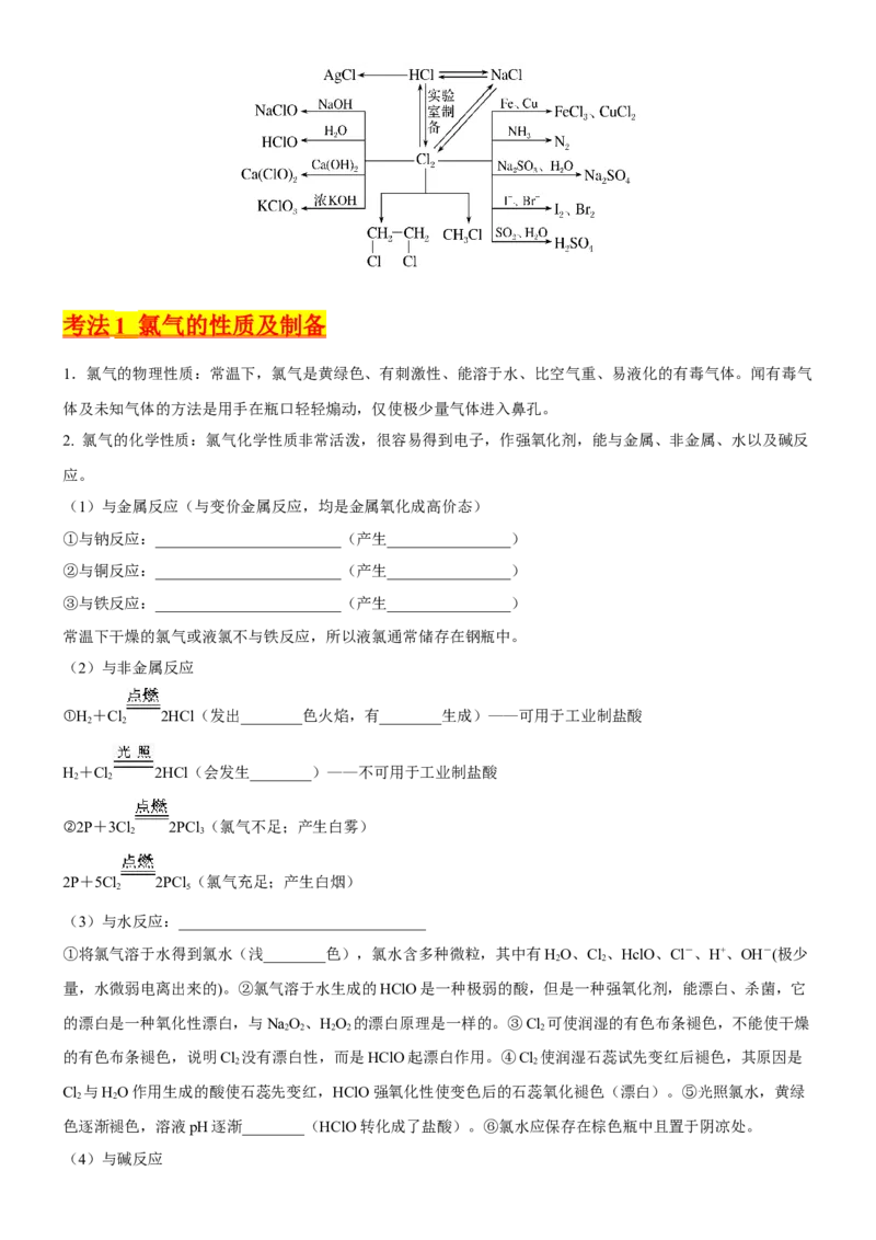 考点14氯及其化合物（核心考点精讲精练）-备战2024年高考化学一轮复习考点帮（新高考专用）（原卷版）_05高考化学_新高考复习资料_2024年新高考资料_一轮复习资料
