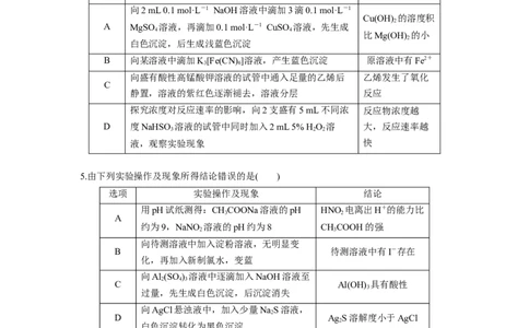 第11章第68练简单实验方案的设计与评价_05高考化学_2024年新高考资料_1.2024一轮复习_2024年高考化学一轮复习讲义（新人教新高考版）_学生版在此文件夹_一轮复习71练