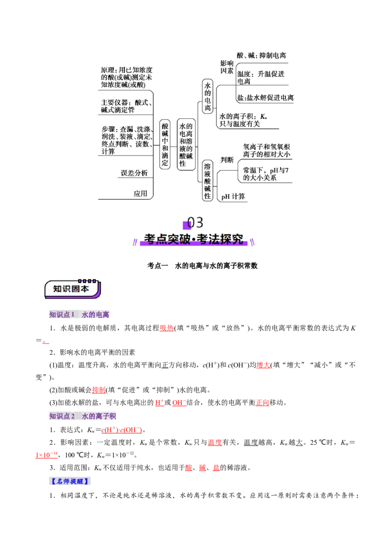 第02讲水的电离和溶液的酸碱性(讲义)(解析版)_05高考化学_2025年新高考资料_一轮复习_2025年高考化学一轮复习讲练测（新教材新高考）_第八章水溶液中的离子反应与平衡