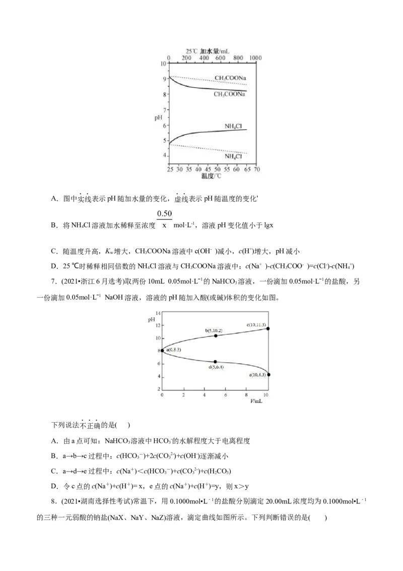 第31练水的电离和溶液的pH-2023年高考化学一轮复习小题多维练（原卷版）_05高考化学_新高考复习资料_2023年新高考资料_一轮复习_2023年新高考化学一轮复习小题多维练