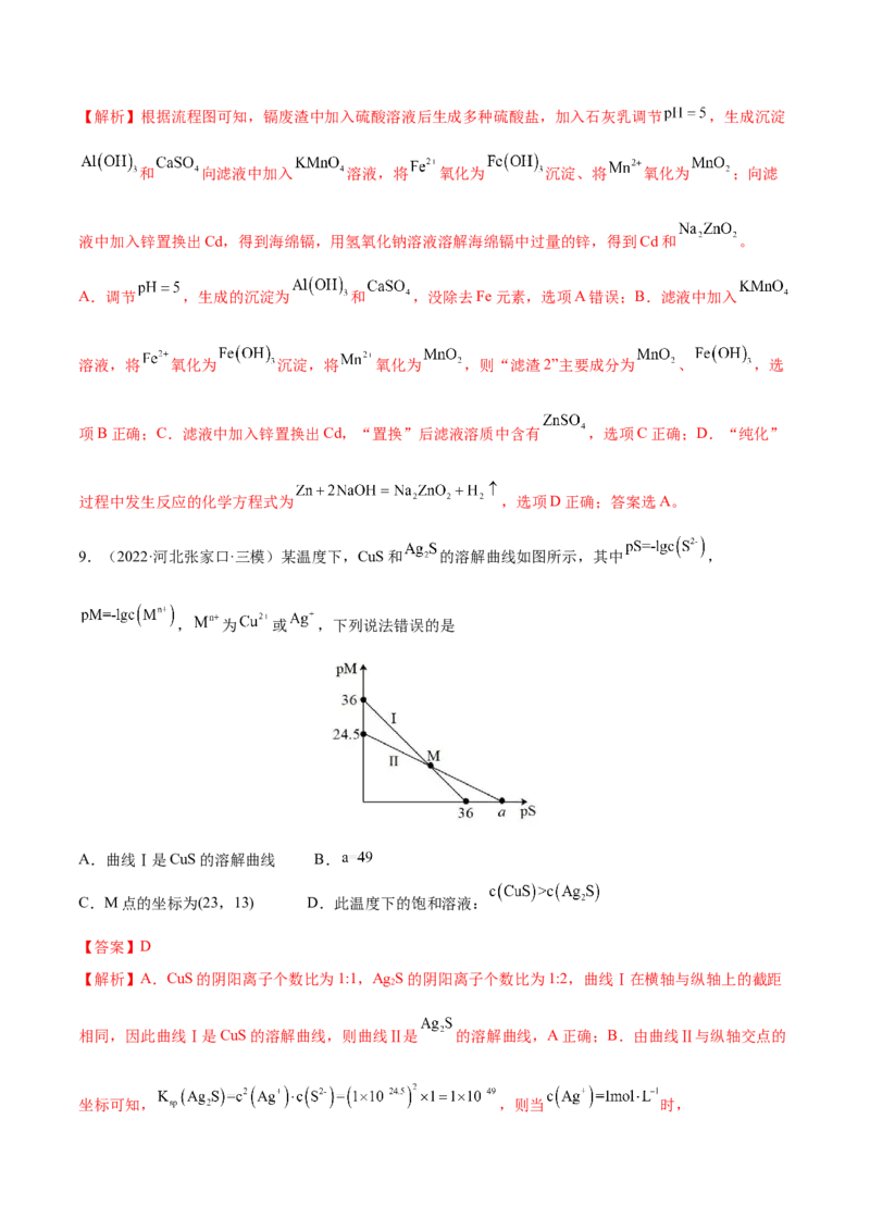 第26讲难溶电解质的溶解平衡（练）-2023年高考化学一轮复习讲练测（全国通用）（解析版）_05高考化学_通用版（老高考）复习资料_2023年复习资料_一轮复习