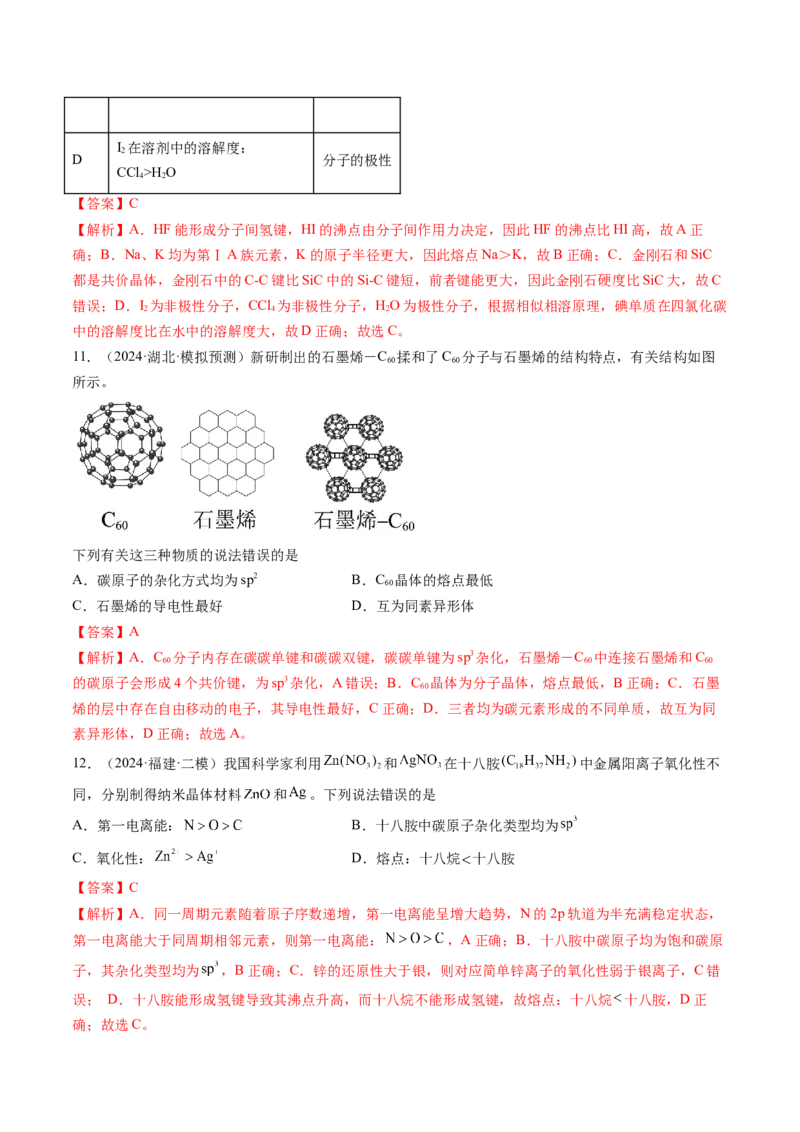 第04讲晶体结构与性质（练习）（解析版）_05高考化学_2025年新高考资料_一轮复习_2025年高考化学一轮复习讲练测（新教材新高考）_第五章物质结构与性质元素周期律
