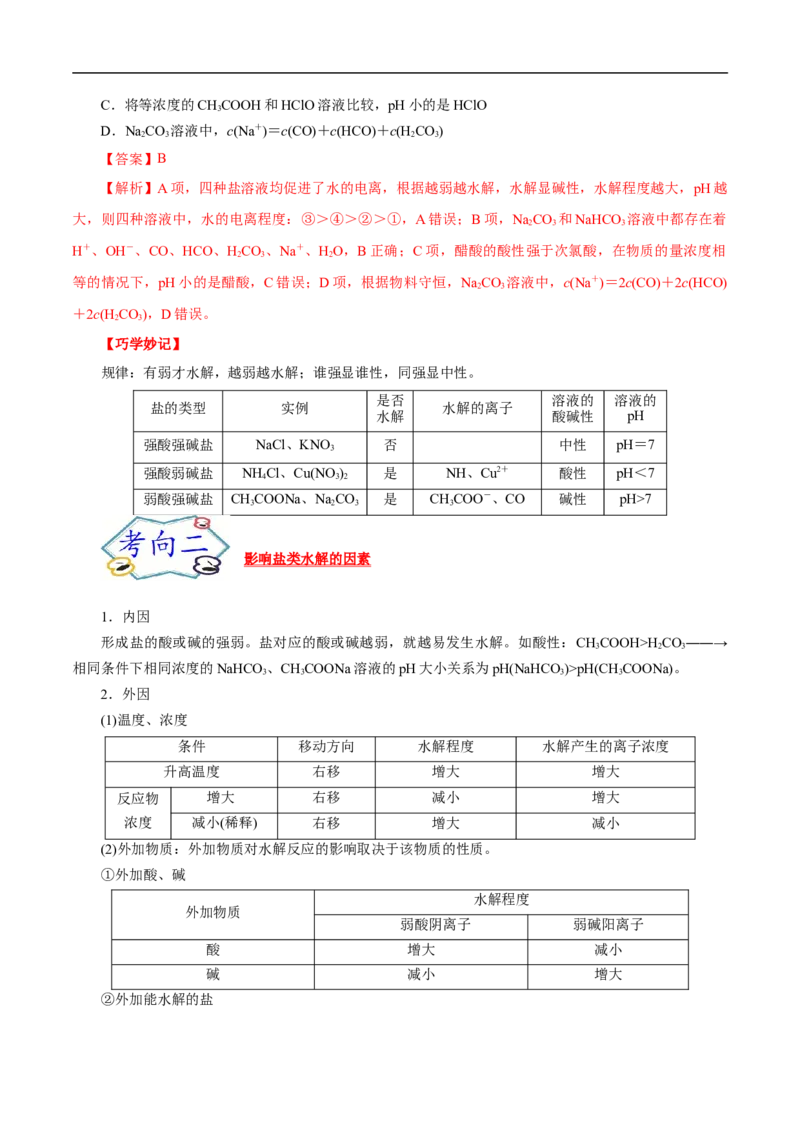 考点28盐类的水解（解析版）_05高考化学_通用版（老高考）复习资料_2023年复习资料_一轮复习_备战2023年高考化学一轮复习考点帮（全国通用）
