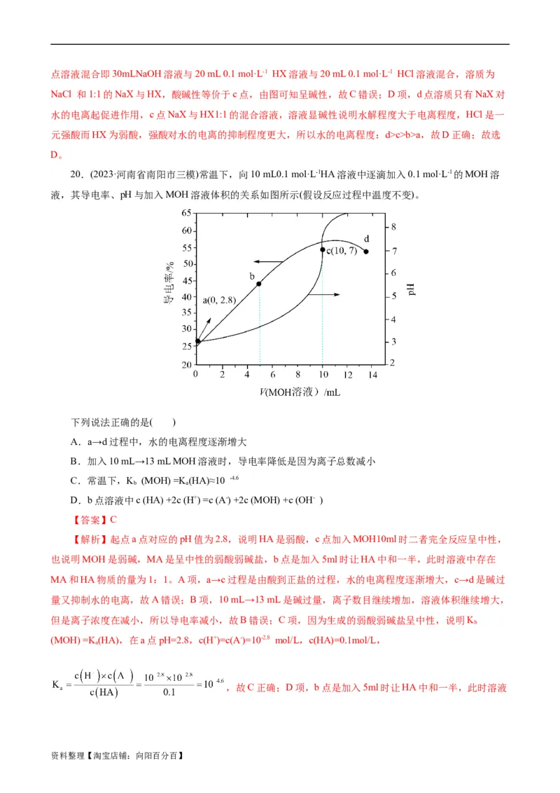 考点27水的电离与溶液的pH(好题冲关)(解析版)_05高考化学_通用版（老高考）复习资料_2024年复习资料_完备战2024年高考化学一轮复习考点帮（全国通用）