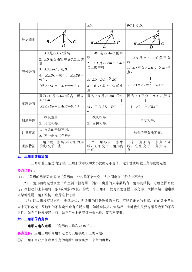 第十一章三角形（知识归纳+八大题型突破）（教师版）_初中数学_八年级数学上册（人教版）_知识点汇总-U105_2024版