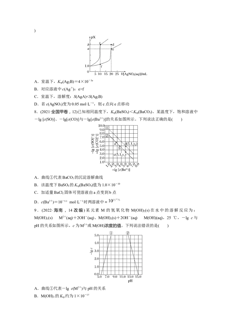 第十二章　第58练　沉淀溶解平衡图像的分析_05高考化学_2025年新高考资料_一轮复习_2025大一轮复习讲义+课件（完结）_2025大一轮复习讲义化学学生用书Word版文档全书_2025一轮复习74练