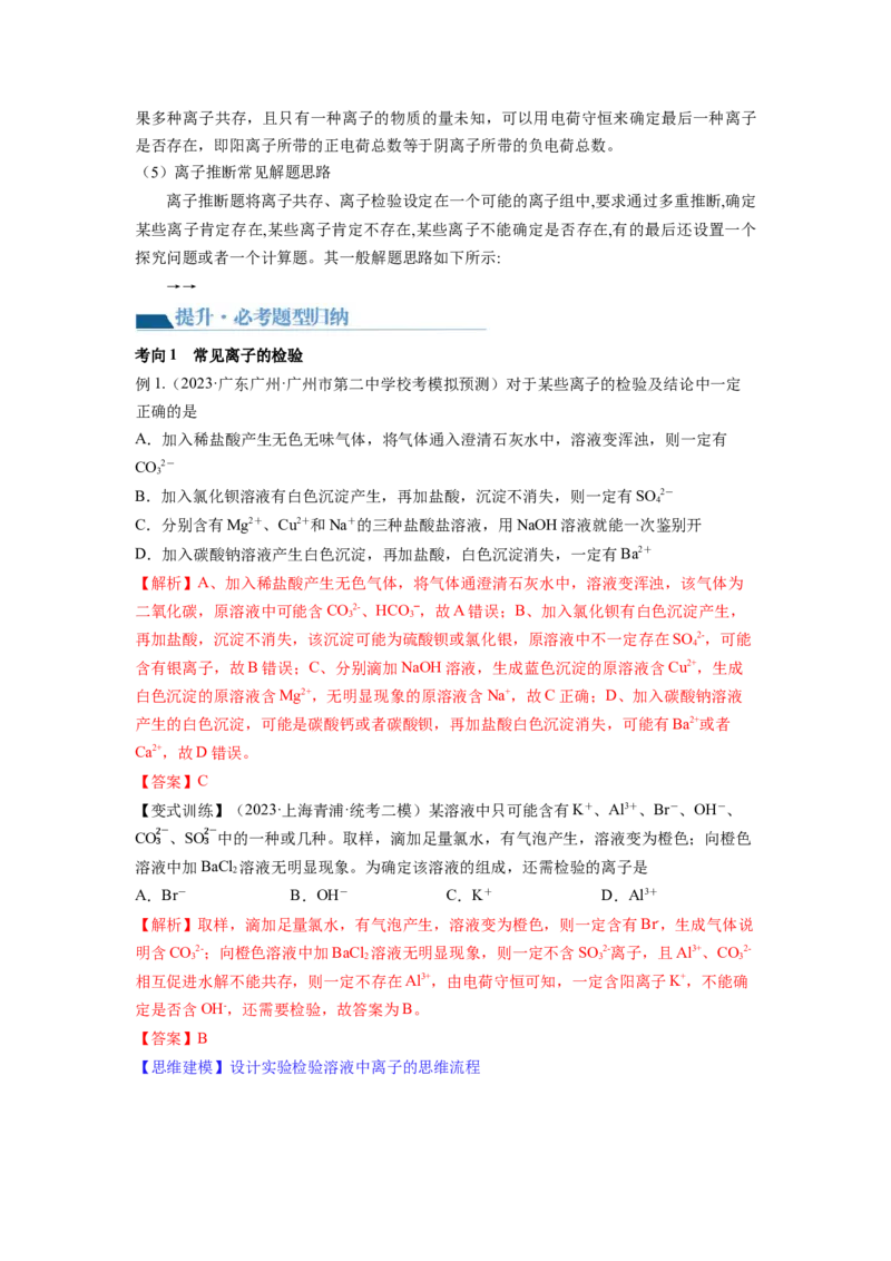 第06讲离子共存、离子的检验与推断（讲义）（解析版）_05高考化学_新高考复习资料_2024年新高考资料_一轮复习资料_完2024年高考化学一轮复习讲练测(课件+讲义+练习)（新高考）