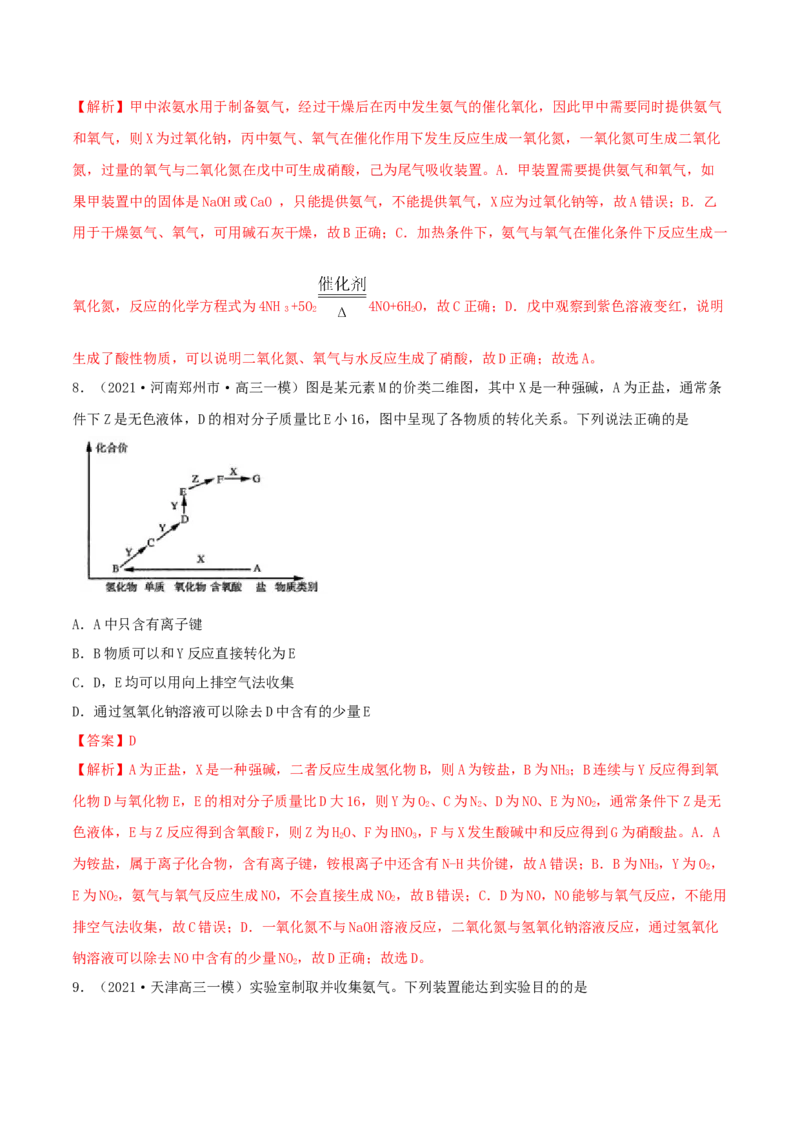 第14讲氮及其化合物（精练）-2022年一轮复习讲练测（解析版）_05高考化学_新高考复习资料_2022年新高考资料_2022年高考化学一轮复习讲练测