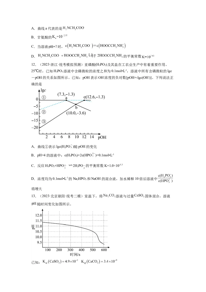 第15练水溶液中的离子平衡图像分析（原卷版）_05高考化学_2024年新高考资料_2.2024二轮复习_2023年暑假分层作业高二化学（2024届一轮复习通用）