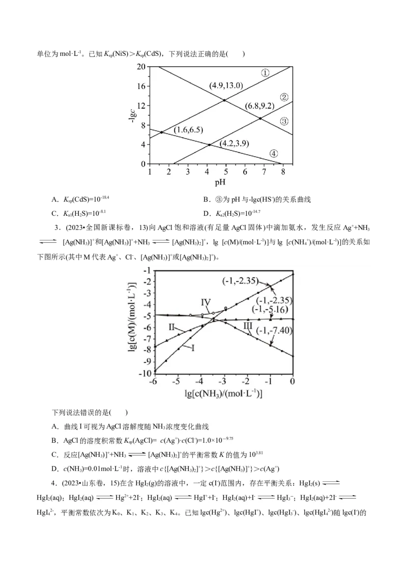 第04讲沉淀溶解平衡(练习)(原卷版)_05高考化学_2025年新高考资料_一轮复习_2025年高考化学一轮复习讲练测（新教材新高考）_第八章水溶液中的离子反应与平衡