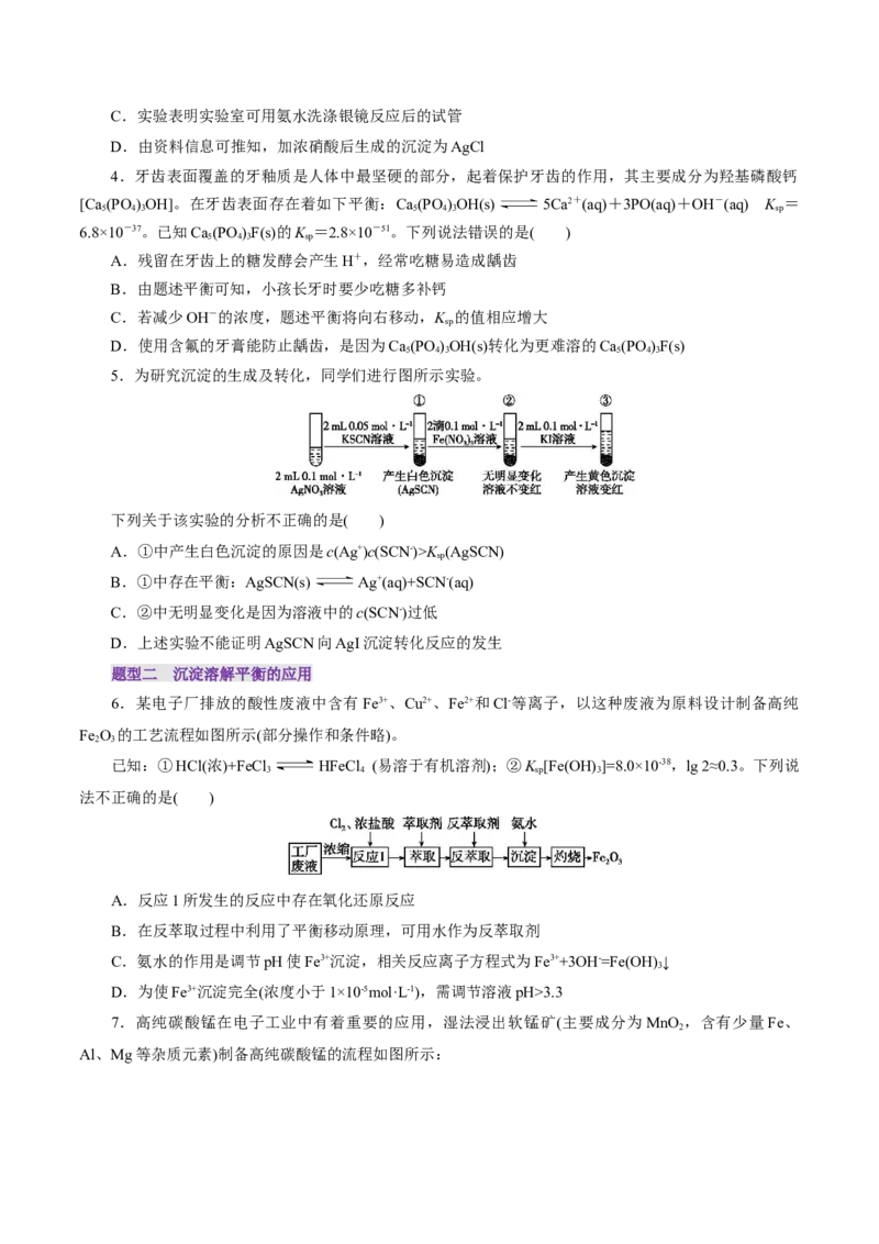 第04讲沉淀溶解平衡(练习)(原卷版)_05高考化学_2025年新高考资料_一轮复习_2025年高考化学一轮复习讲练测（新教材新高考）_第八章水溶液中的离子反应与平衡