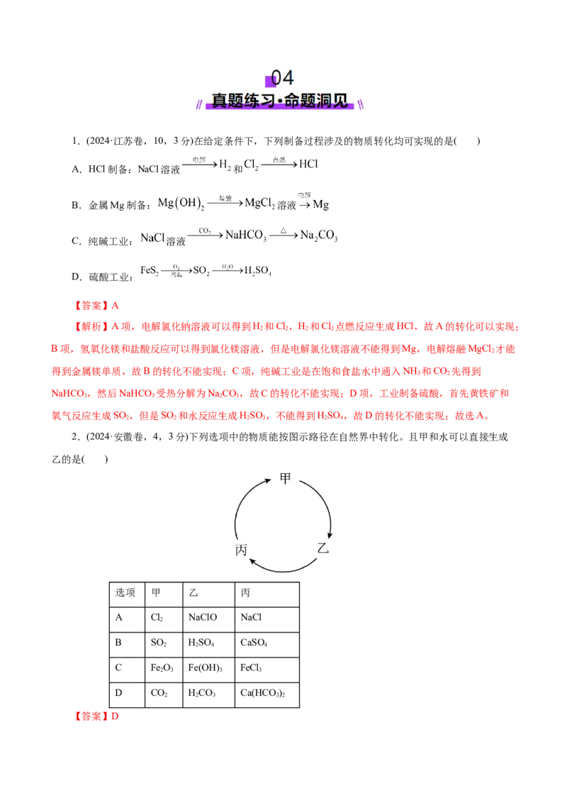 第01讲氯及其重要化合物(讲义)(解析版)_05高考化学_2025年新高考资料_一轮复习_2025年高考化学一轮复习讲练测（新教材新高考）_第四章非金属及其化合物