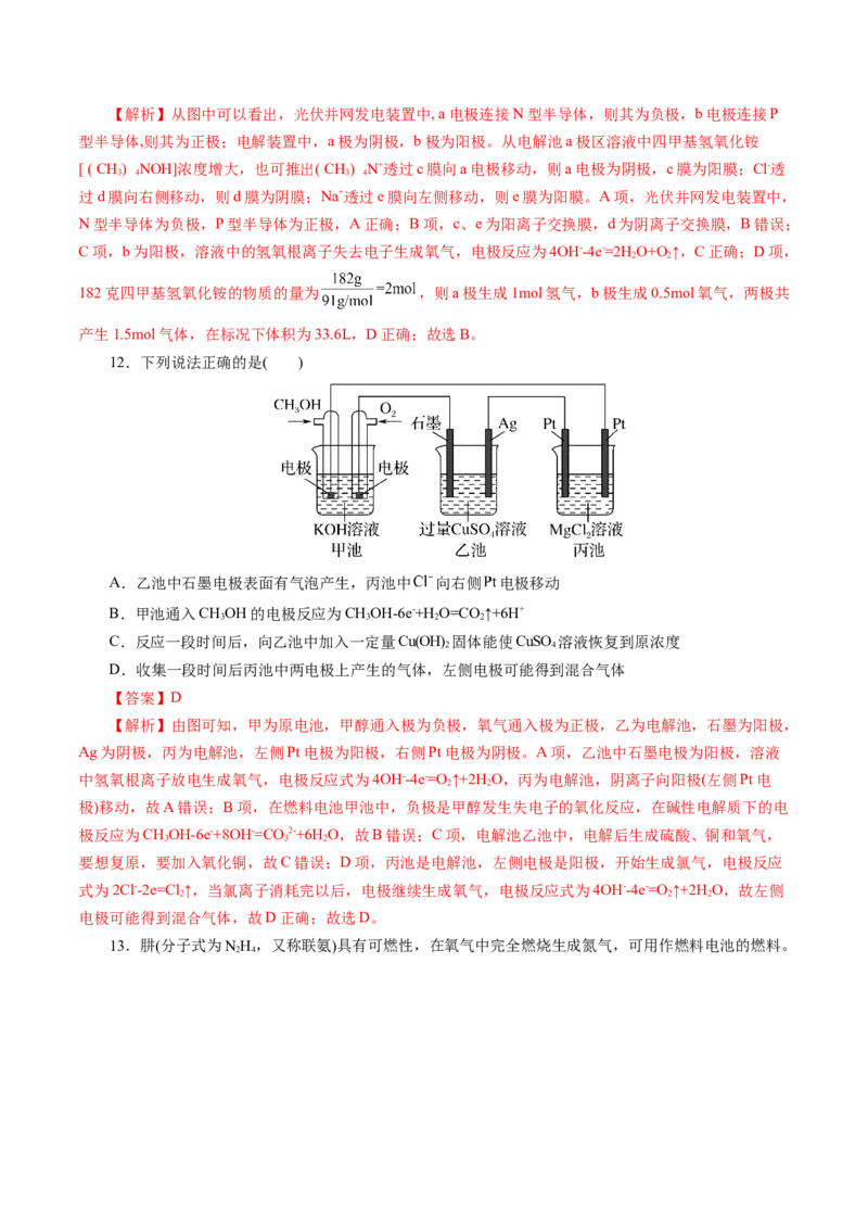 第04讲电化学原理综合应用(练习)(解析版)_05高考化学_2025年新高考资料_一轮复习_2025年高考化学一轮复习讲练测（新教材新高考）_第六章化学反应与能量