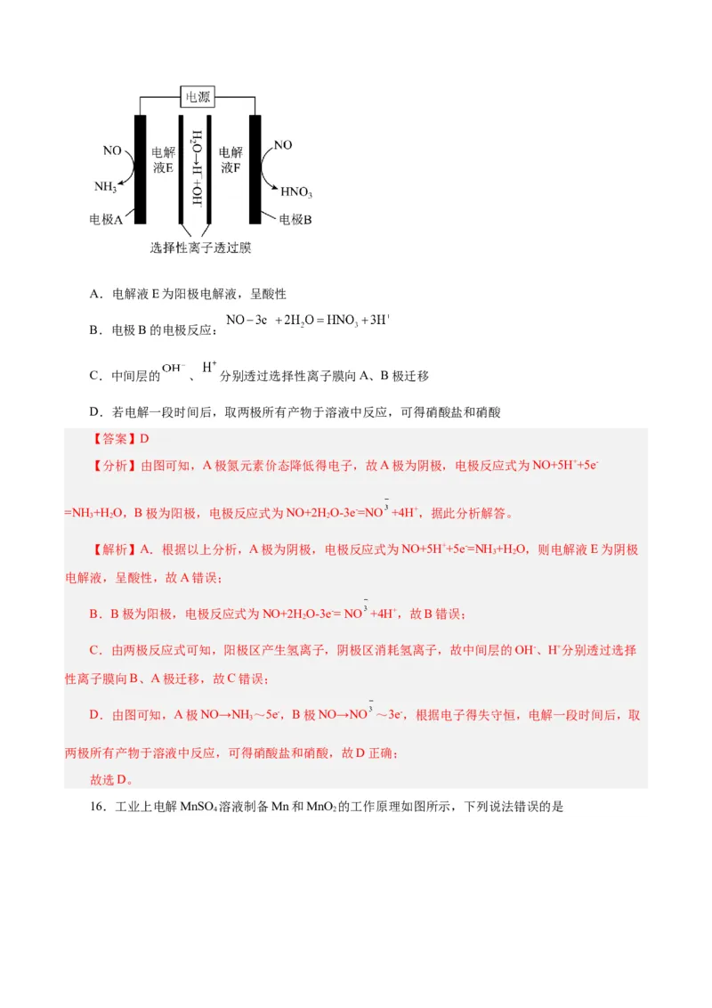 第17讲电解池金属的腐蚀与防护（练）-2024年高考化学大一轮复习精讲精练+专题讲座（解析版）_05高考化学_2024年新高考资料_1.2024一轮复习