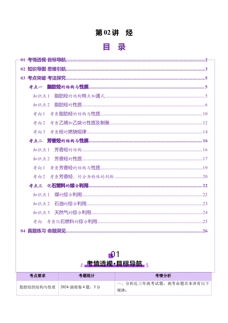 第02讲烃（讲义）（解析版）_05高考化学_2025年新高考资料_一轮复习_2025年高考化学一轮复习讲练测（新教材新高考）_第九章有机化学基础
