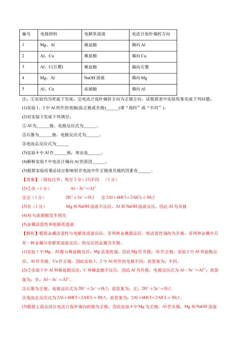 第18讲原电池　化学电源（练）-2023年高考化学一轮复习讲练测（全国通用）（解析版）_05高考化学_通用版（老高考）复习资料_2023年复习资料_一轮复习