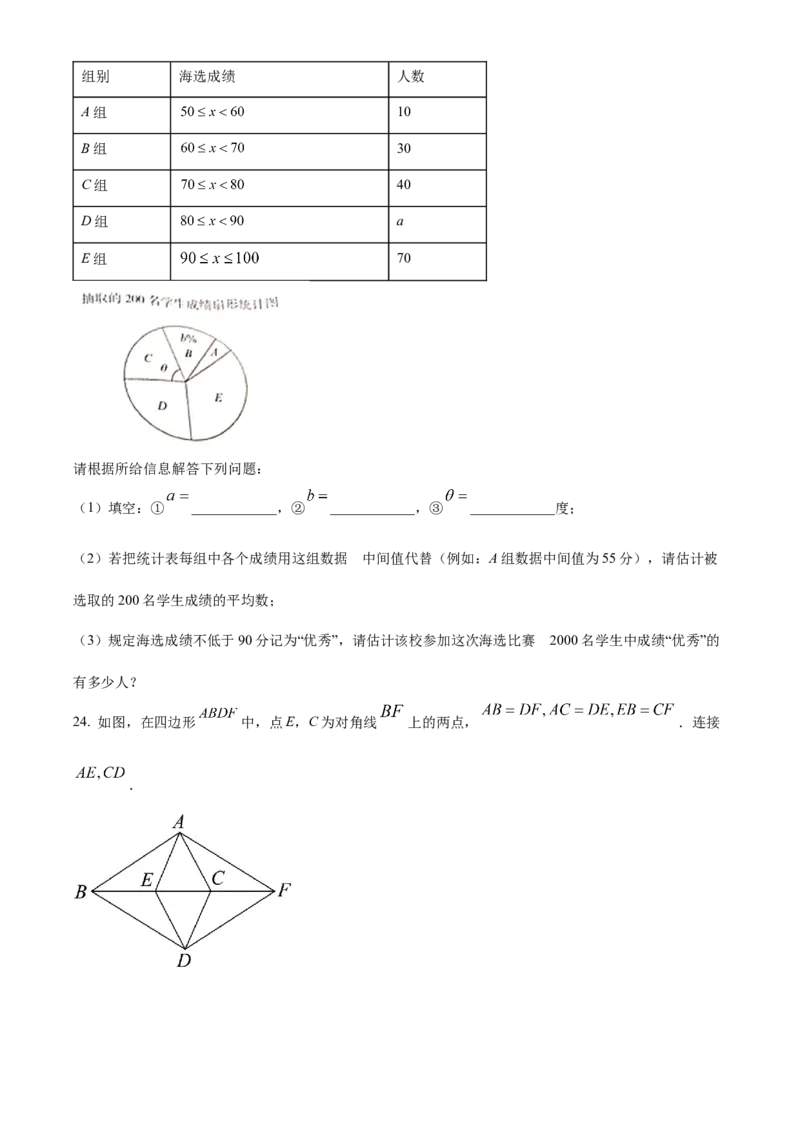 精品解析：2022年黑龙江省大庆市中考数学真题（原卷版）_初中数学_九年级数学下册（人教版）_全国各地数学中考真题_2022年全国中考数学真题145份