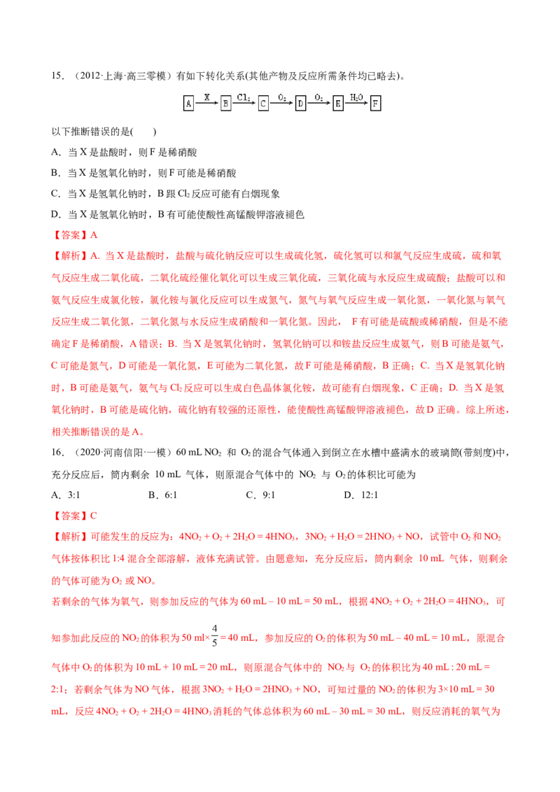 第四章非金属及其化合物（测）-2023年高考化学一轮复习讲练测（全国通用）（解析版）_05高考化学_通用版（老高考）复习资料_2023年复习资料_一轮复习