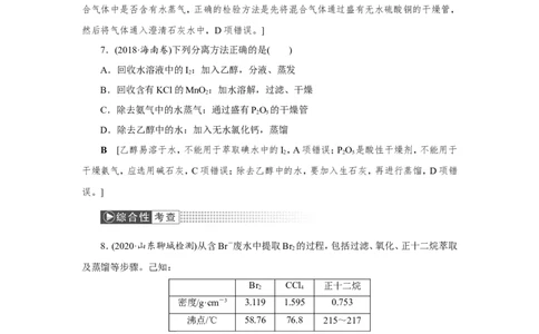 第2讲物质的分离、提纯与检验（作业）_05高考化学_新高考复习资料_2022年新高考资料_2022届一轮复习讲练结合_第十章化学实验_第2讲物质的分离、提纯与检验