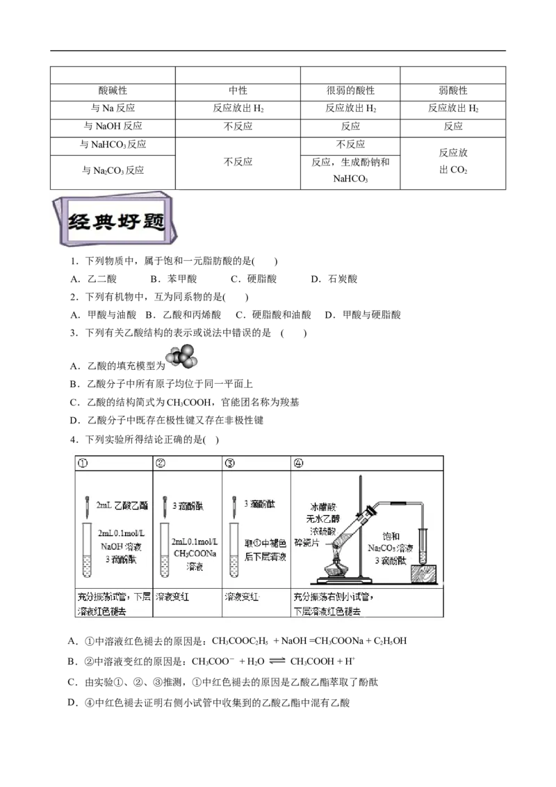 考点38羧酸（原卷版）_05高考化学_通用版（老高考）复习资料_2023年复习资料_一轮复习_备战2023年高考化学一轮复习考点帮（全国通用）