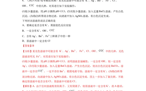 第06讲离子共存、离子的检验与推断（练习）（解析版）_05高考化学_新高考复习资料_2024年新高考资料_一轮复习资料_完2024年高考化学一轮复习讲练测(课件+讲义+练习)（新高考）