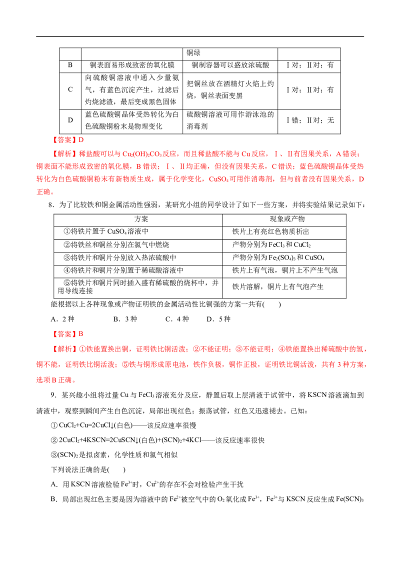 考点16铜及其金属材料（解析版）_05高考化学_通用版（老高考）复习资料_2023年复习资料_一轮复习_备战2023年高考化学一轮复习考点帮（全国通用）