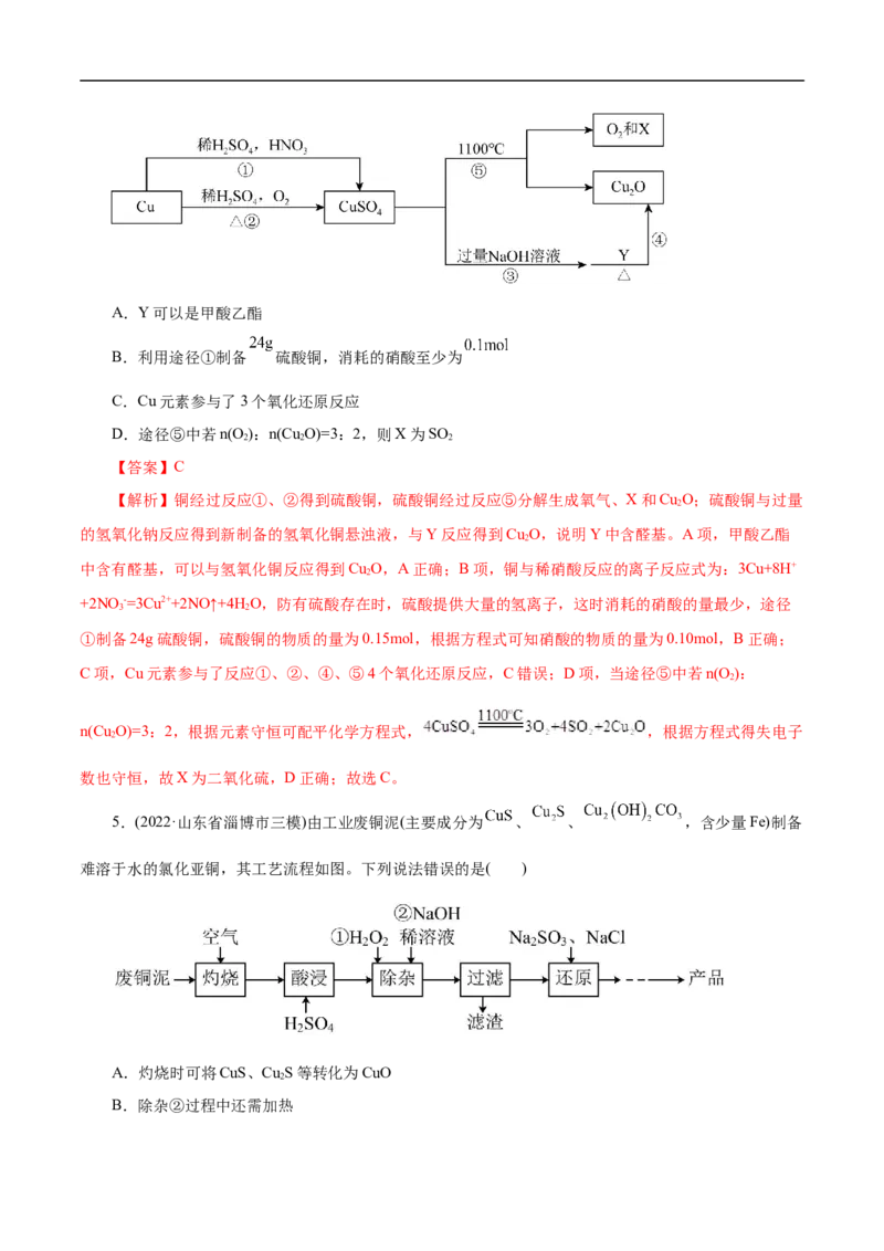 考点16铜及其金属材料（解析版）_05高考化学_通用版（老高考）复习资料_2023年复习资料_一轮复习_备战2023年高考化学一轮复习考点帮（全国通用）