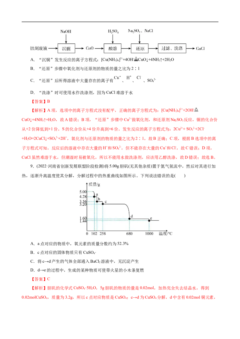 考点16铜及其金属材料（解析版）_05高考化学_通用版（老高考）复习资料_2023年复习资料_一轮复习_备战2023年高考化学一轮复习考点帮（全国通用）