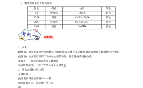 考点16铜及其金属材料（解析版）_05高考化学_通用版（老高考）复习资料_2023年复习资料_一轮复习_备战2023年高考化学一轮复习考点帮（全国通用）