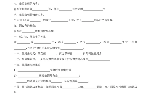 第二十四章圆（知识清单）原卷版-（人教版）_初中数学_九年级数学上册（人教版）_知识点总结_知识清单