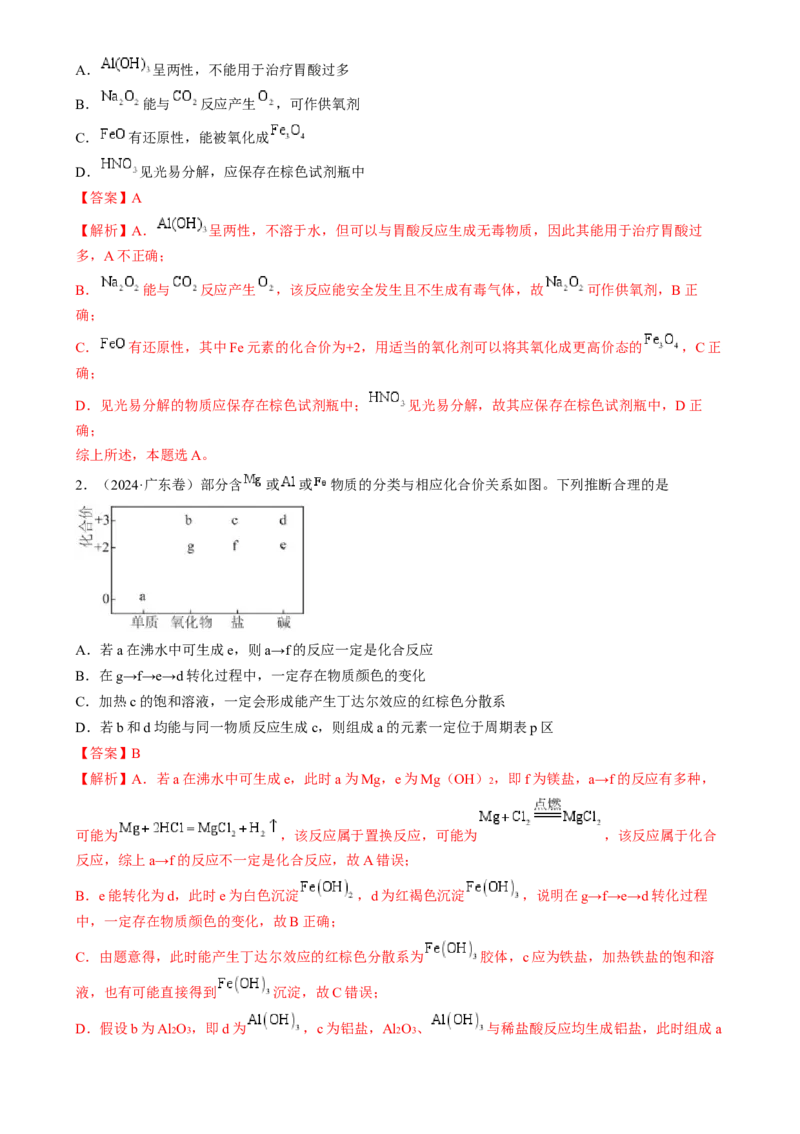 考点11铝及其重要化合物（核心考点精讲精练）-备战2025年高考化学一轮复习考点帮（新高考通用）（解析版）_05高考化学_2025年新高考资料_一轮复习_备战2025年高考化学一轮复习考点帮
