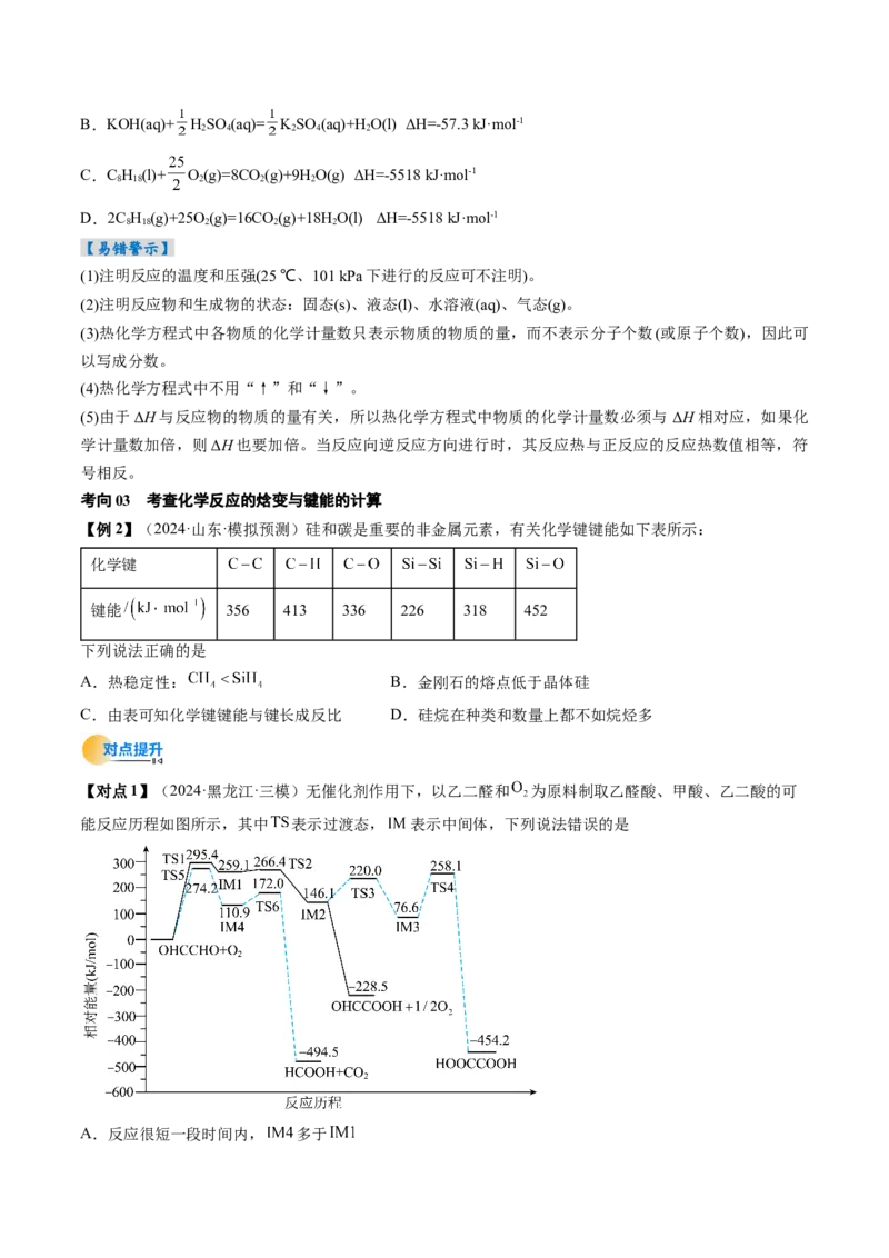 考点21化学反应的热效应（核心考点精讲精练）-备战2025年高考化学一轮复习考点帮（新高考通用）（原卷版）_05高考化学_2025年新高考资料_一轮复习_备战2025年高考化学一轮复习考点帮