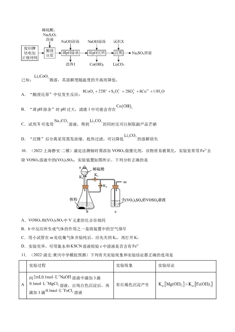 第29讲化学综合实验（练）-2023年高考化学一轮复习讲练测（全国通用）（原卷版）_05高考化学_通用版（老高考）复习资料_2023年复习资料_一轮复习